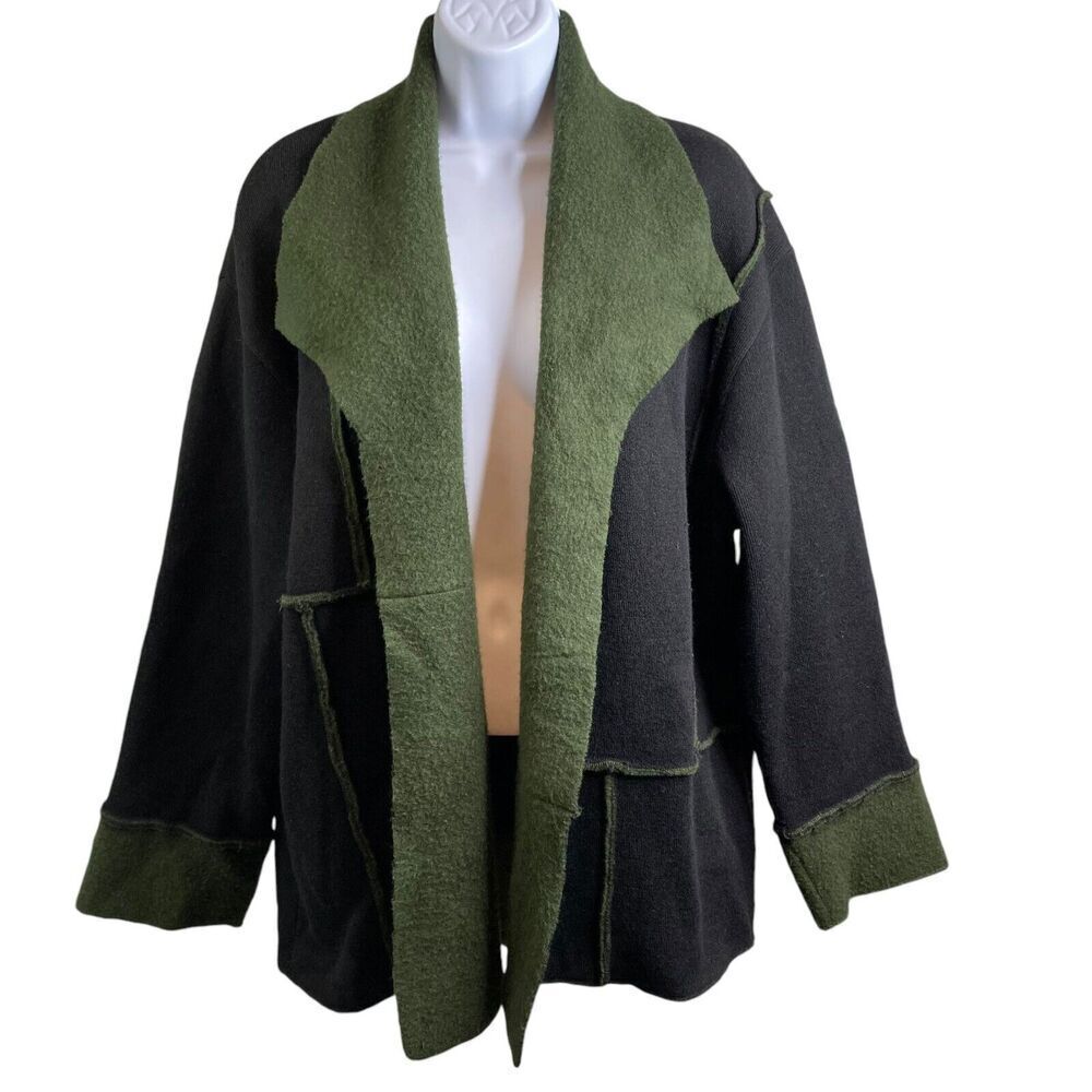 Vintage Adini Cozy Black Faux Shearling Teddy Lined Slouchy Boho Jacket Size‎ M